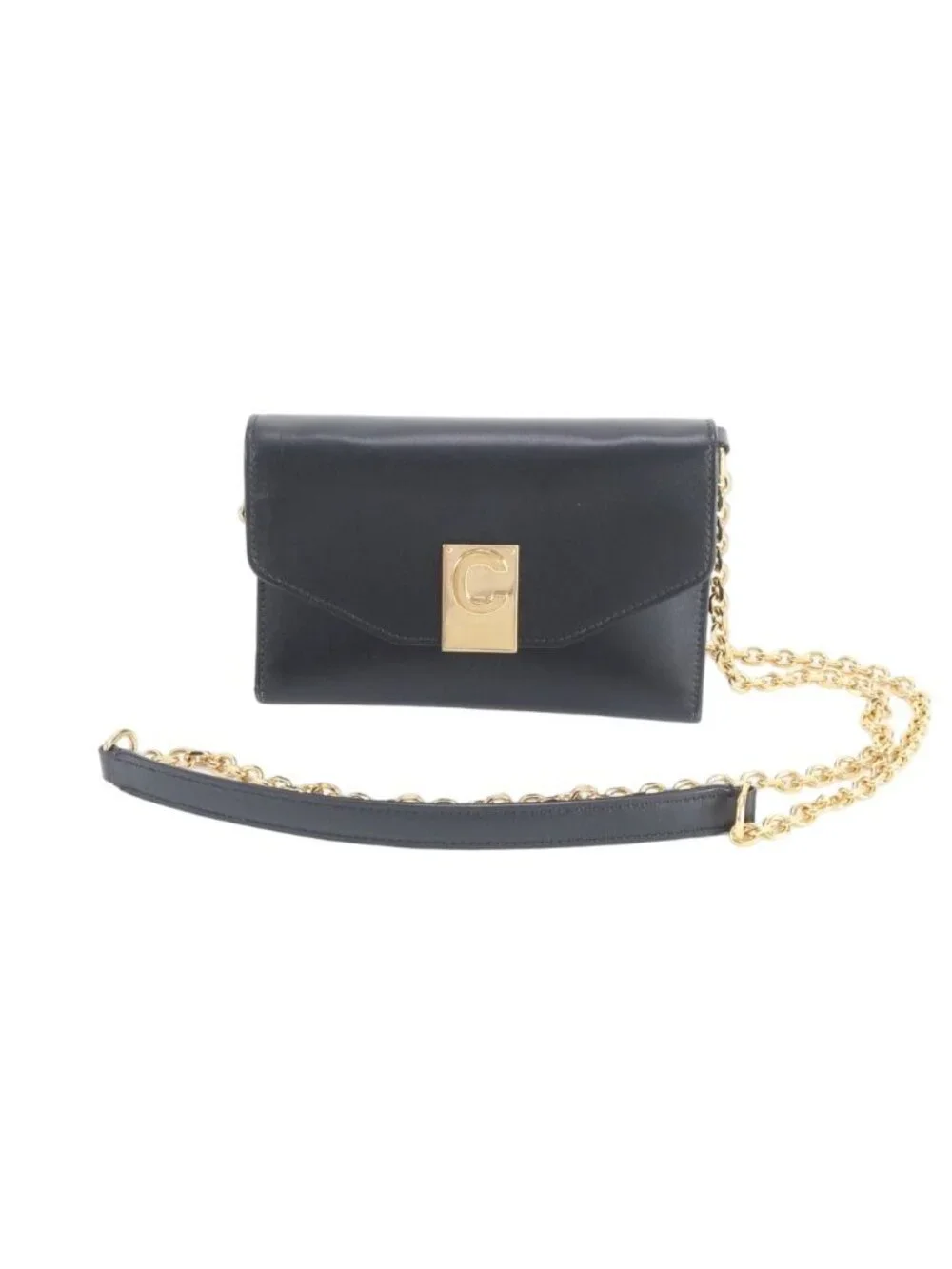 Celine Chain Shoulder Iphonex Cover Case Leather Smartphone Crossbody Black Gold - Picture 1 of 10